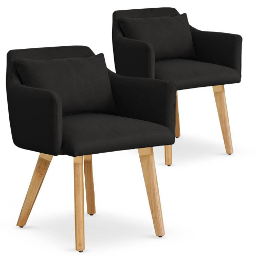 Lot de 2 fauteuils scandinaves Gybson Tissu Noir 3S. x Home  - Chaise tissu design