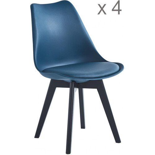 Lot de 4 chaises scandinaves Bleues pieds en bois ESBJERG 3S. x Home  - Chaises Scandinave