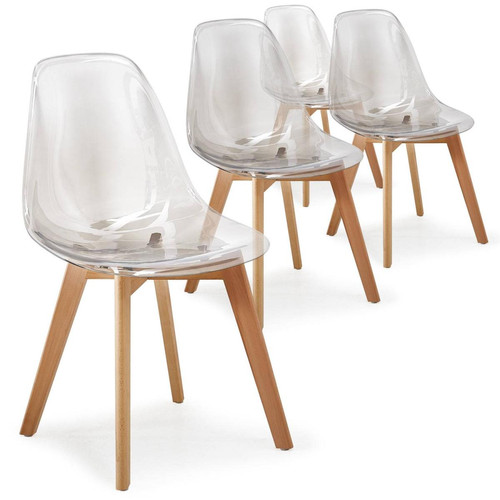 Lot de 4 chaises scandinaves Larry plexi Transparent 3S. x Home  - Chaise design