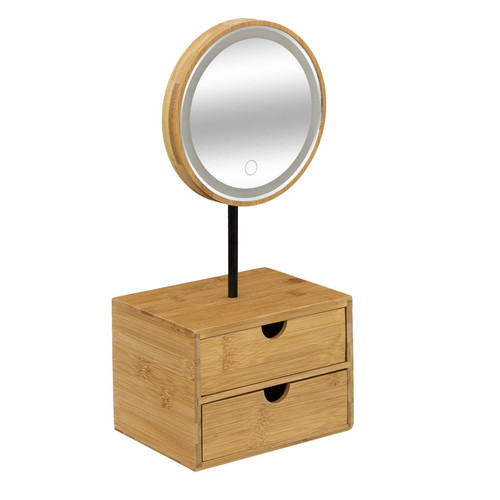 Miroir LED Organiseur Bambou D 16 cm 3S. x Home  - Miroir rond ovale design