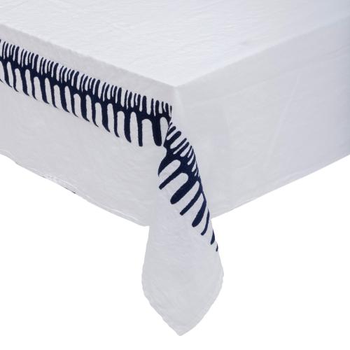 Nappe broderie en coton et lin "Lizandro" 150x300cm blanc