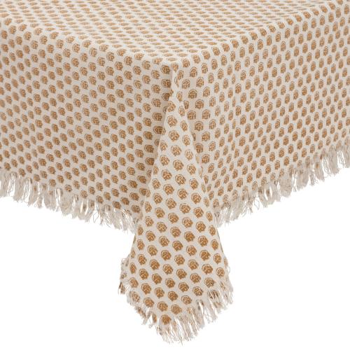 Nappe imprimée en coton "Indie" beige 3S. x Home  - Nappes et serviettes