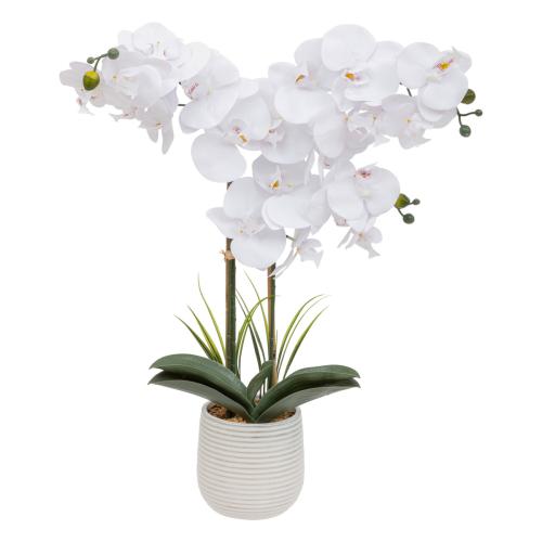 Orchidée artificielle "Riva" Blanche 3S. x Home  - Deco plantes fleurs artificielles
