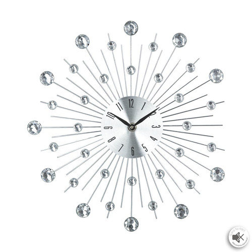 Pendule aluminium strass D33 cm 3S. x Home  - Horloge metal design