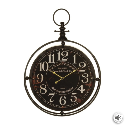 Pendule métal gousset noir D60 3S. x Home  - Horloge design