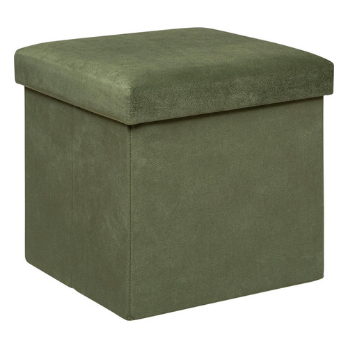 Pouf pliant "Lilou" en velours vert kaki 3S. x Home  - Pouf et fauteuil design