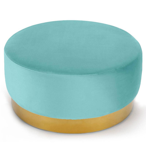 Pouf Rond Daisy Velours Menthe Pied Or 3S. x Home  - Pouf velours design