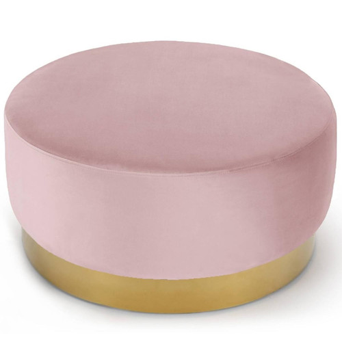 Pouf Rond Daisy Velours Rose Pied Or 3S. x Home  - Pouf velours design