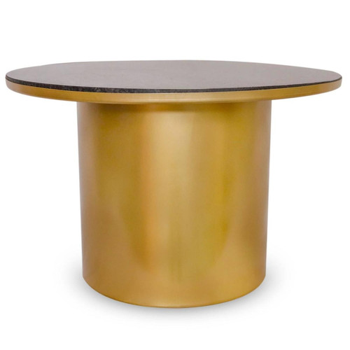 Table basse ronde D60cm Arturo Métal Or et Marbre Noir 3S. x Home  - Table design