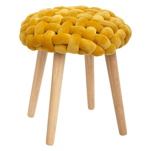 Tabouret Tricot Moutarde Cosy 3S. x Home  - Tabourets scandinaves