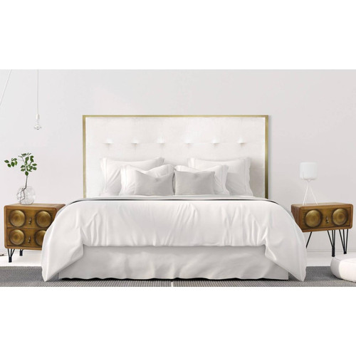 Tête de lit Donna 140 cm Métal Or et Velours Blanc 3S. x Home  - Edition Contemporain Chambre Lit