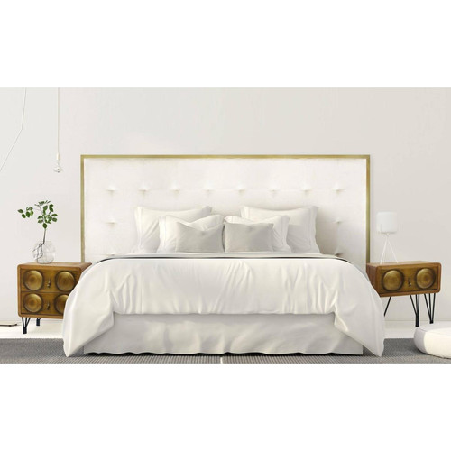 Tête de lit Donna 180 cm Métal Or et Velours Blanc 3S. x Home  - Sommier design