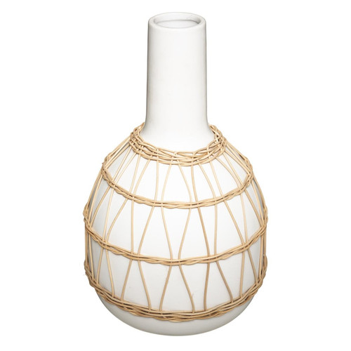 Vase en Céramique Rotin H 28,5 cm 3S. x Home  - Vase blanc design