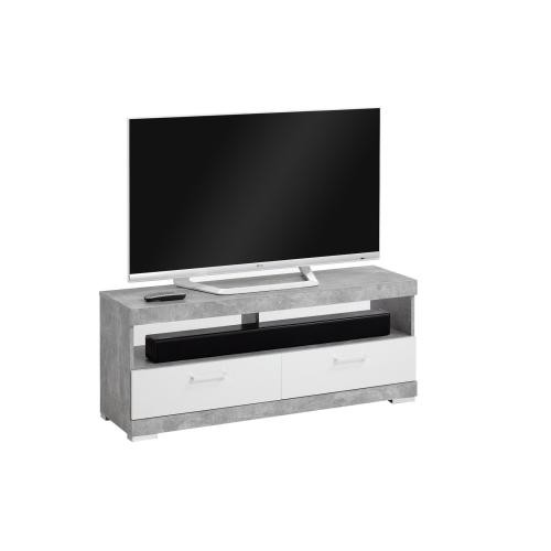 Meubles TV/Hifi Lowboard BRISTOL 5 blanc et chêne - 3S. x Home - Meuble tv design blanc
