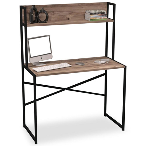 Bureau avec étagère style industriel BUZELIN L100xP50cm Chêne 3S. x Home  - Bureau bois design