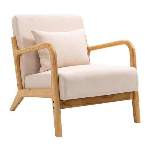 Fauteuil en bois massif Beige OHAMA 3S. x Home  - Pouf et fauteuil design