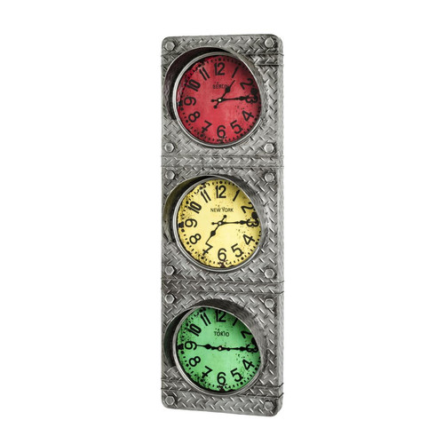 3 horloges optique feu de circulation en métal laqué anthracite 3S. x Home  - Horloge metal design