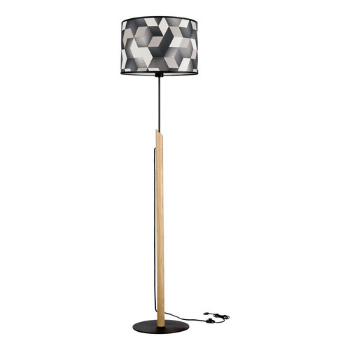 Lampadaire Espacio 1xE27 Max.60W Noir/Chêne huilé/Multicolore Britop Lighting  - Lampe bois design