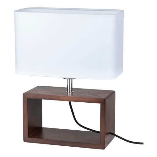 Lampe à poser rectangulaire 1xE27 Max.25W noyer et cadre blanc Britop Lighting  - Lampe a poser bois