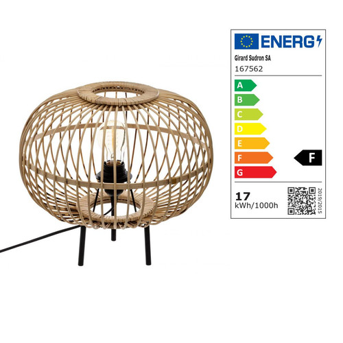 Lampe Boule en Bambou EADS Naturel - 3S. x Home - Lampe a poser design
