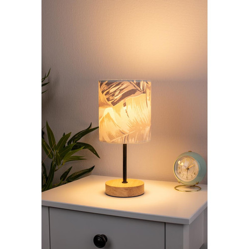 Lampe de table Lobos 1xE27 Max.25W Chêne huilé/Noir/Gris/Bleu Britop Lighting  - Lampe bois design