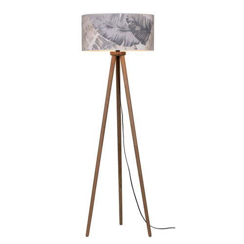Lobos Lampadaire 1xE27 Max.60W Chêne huilé/Transparent/Gris-Bleu Britop Lighting  - Lampe bois design