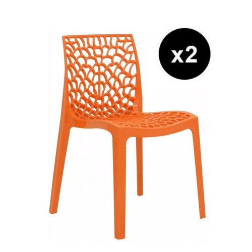 Lot de 2 Chaises Design Orange Gruvyer 3S. x Home  - Edition Contemporain Salle à manger