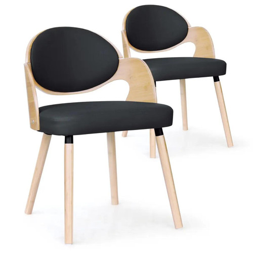 Lot de 2 Chaises Scandinaves Chêne Clair Noir ALSEA 3S. x Home  - Chaise simili cuir design