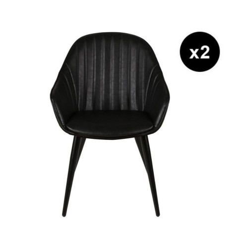 Lot de 2 fauteuils Noir BARI - 3S. x Home - Pouf et fauteuil design