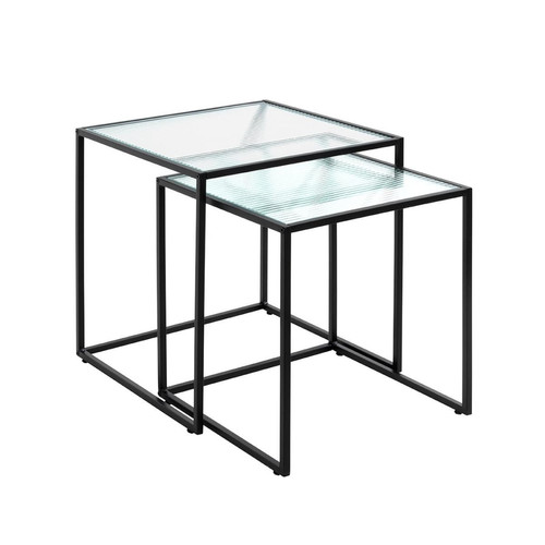 Lot de 2 tables d'appoint plateau en verre trempé 3S. x Home  - Table d appoint noire