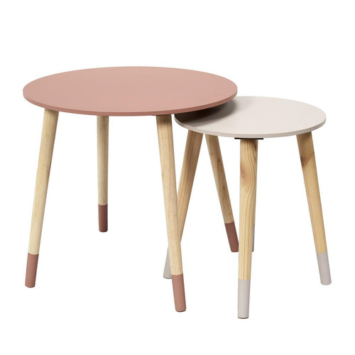 Lot de 2 Tables Gigogne Bicolore Rose 3S. x Home  - Table d appoint design
