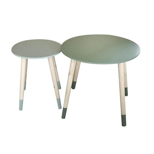 Lot de 2 Tables Gigogne Bicolore Vert 3S. x Home  - Table d appoint bois