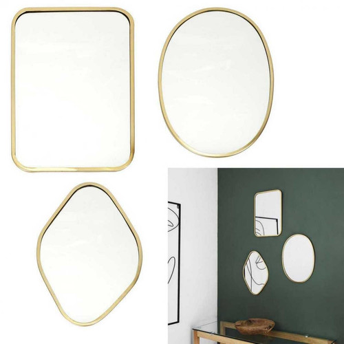 Lot De 3 Miroirs avec Contour Doré 3S. x Home  - Miroir design