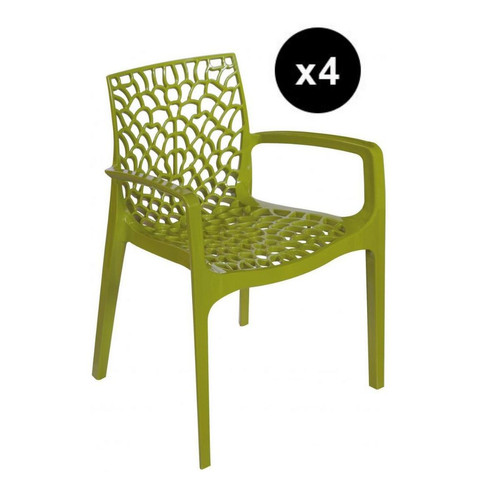 Lot de 4 Chaises Design Vert Anis Avec Accoudoirs Gruyer 3S. x Home  - Lot 4 chaises design