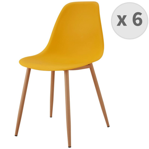 Lot De 6 Chaises Scandinave Curry, pieds en Métal Décor Bois 3S. x Home  - Chaise orange design
