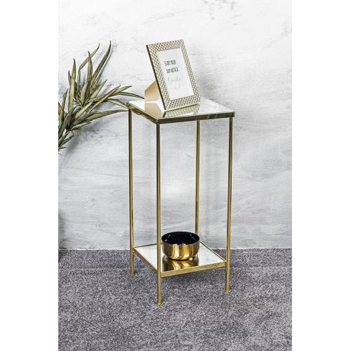 Porte plante en acier laitonné et étagères verre miroir 3S. x Home  - Table d appoint design