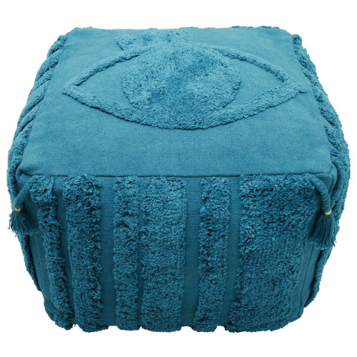 Pouf bohème en coton bleu SAPHIR SIVA  3S. x Home  - Pouf design pouf geant