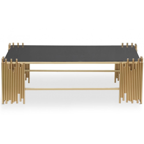 Table basse design FALBALA Verre Noir et Métal Or 3S. x Home  - Table basse noir design