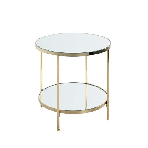 Table d'appoint en métal laitonné et étagères en verre miroir 3S. x Home  - Table d appoint design