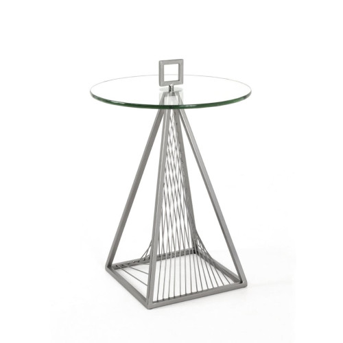 Table d'appoint avec plateau en Verre trempé transparent et cadre en Métal époxy Gris 3S. x Home  - Table d appoint verre