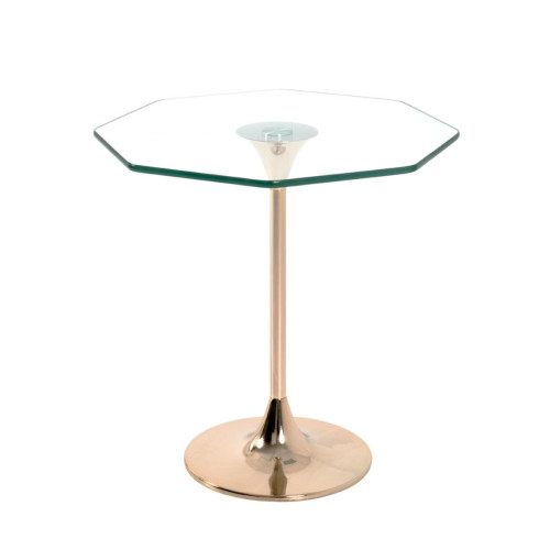 Table d'appoint structure en Acier Doré et plateau en Verre trempé Transparent 3S. x Home  - Table d appoint design