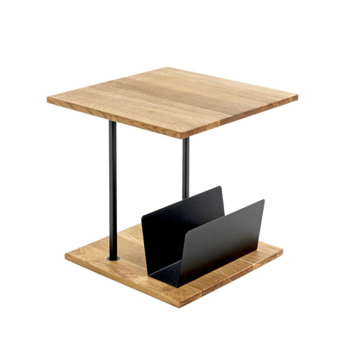 Table d'appoint en chène avec porte journeaux integré 3S. x Home  - Table d appoint noire