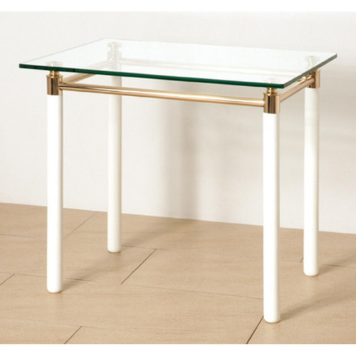 Table d'appoint blanche plateau en verre trempé 10 mm 3S. x Home  - Table d appoint design