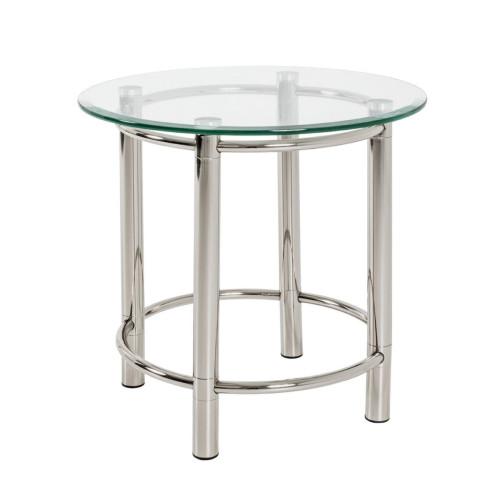 Table d'appoint ronde acier chromé poli et plateau verre trempé 3S. x Home  - Table d appoint verre