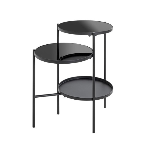 Table d'appoint design noir plateaux en verre trempé 3S. x Home  - Table d appoint noire