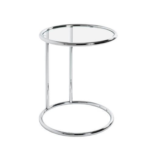 Table d'appoint ronde chromé plateau en verre trempé