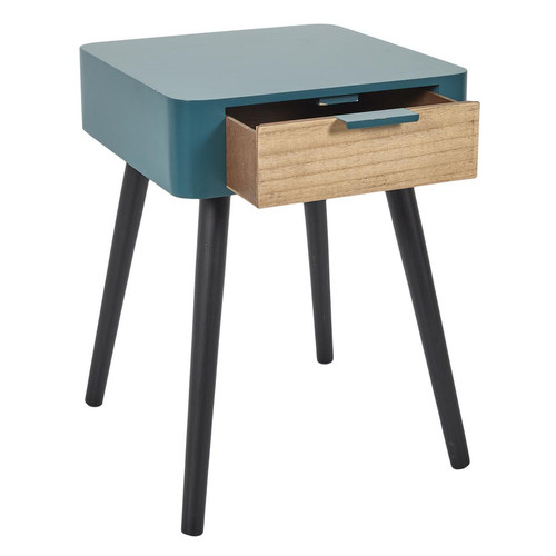 Table de Chevet 1 Tiroir En Bois Bleu Canard - 3S. x Home - Table de chevet design