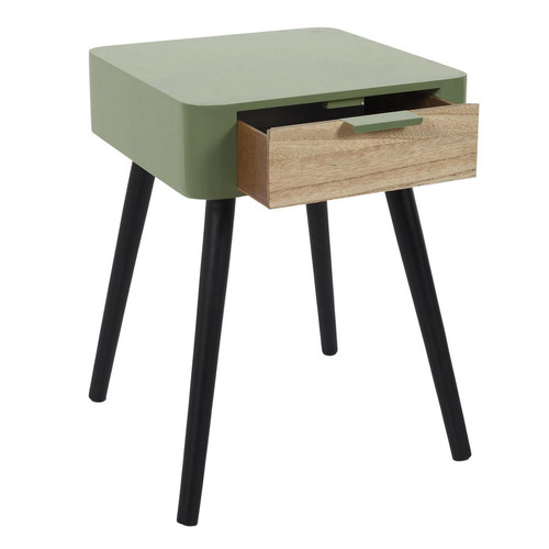 Table de Chevet 1 Tiroir En Bois Vert Kaki - 3S. x Home - Table de chevet design