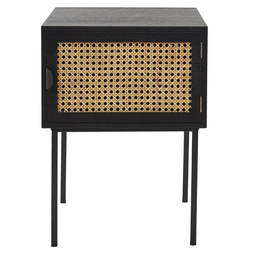 Table de Chevet CANNAGE 1 Porte Noir - 3S. x Home - Table de chevet noir design
