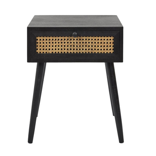 Table de Chevet CANNAGE 1 Tiroir Noir - 3S. x Home - Table de chevet noir design
